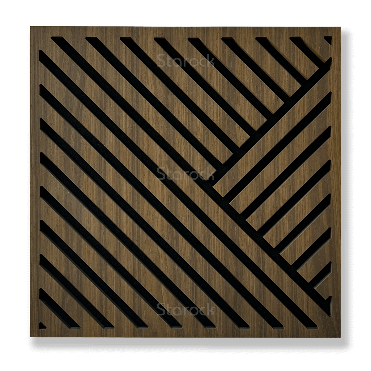 Smoked Walnut Diagonal Slat Acoustic Panel (4PCS)
