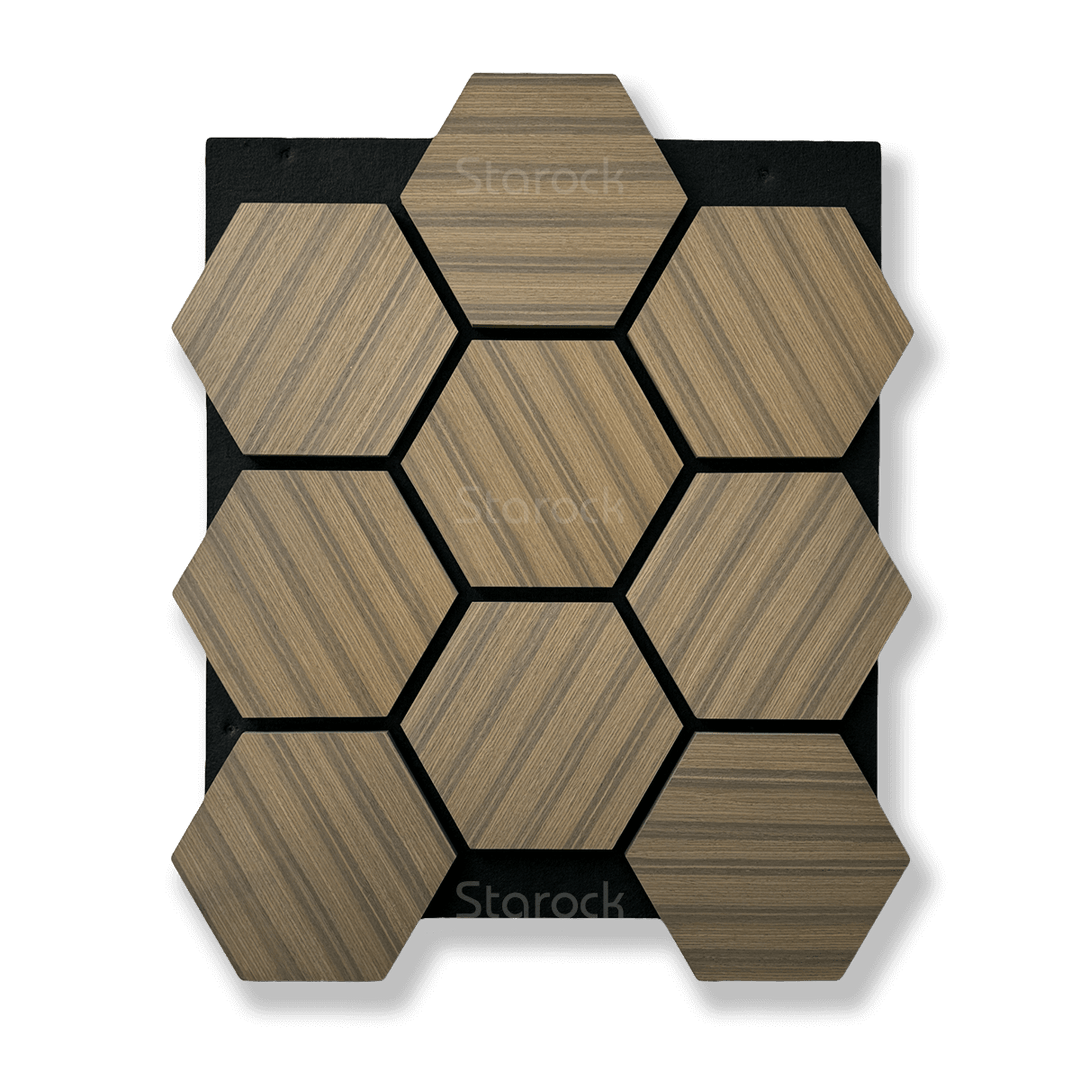 Smoked Walnut Hexagon Wall Panel (4 Pack 23SQFT)
